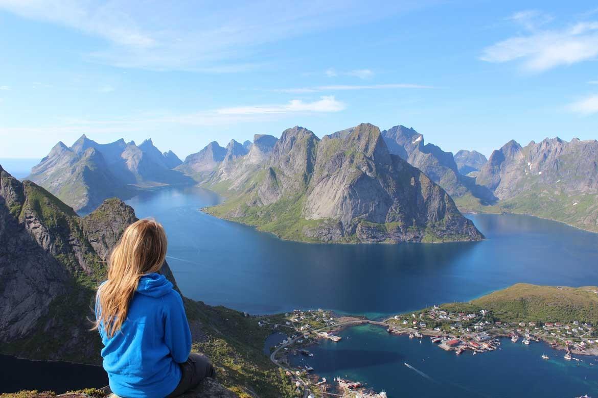 Photo of girl looking at mountains